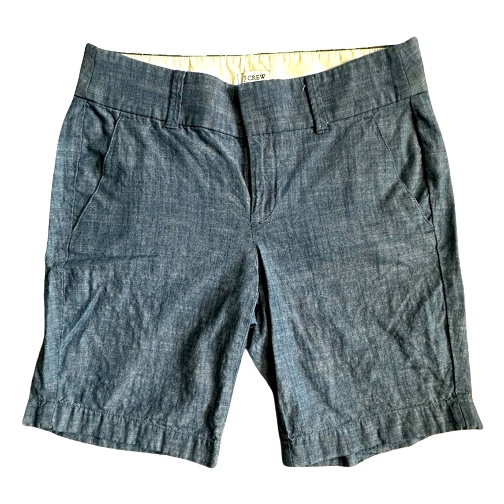 J. Crew Chambray Bermuda Shorts Flat Front Blue Women Size 0. - Picture 3 of 16